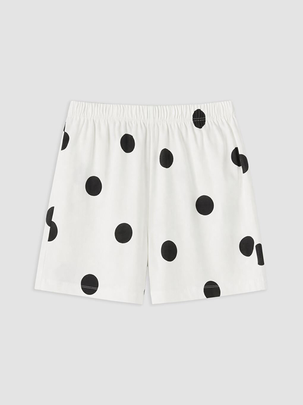 Ekru Puantiyeli Kız Çocuk Şortlu Pijama Takımı-3