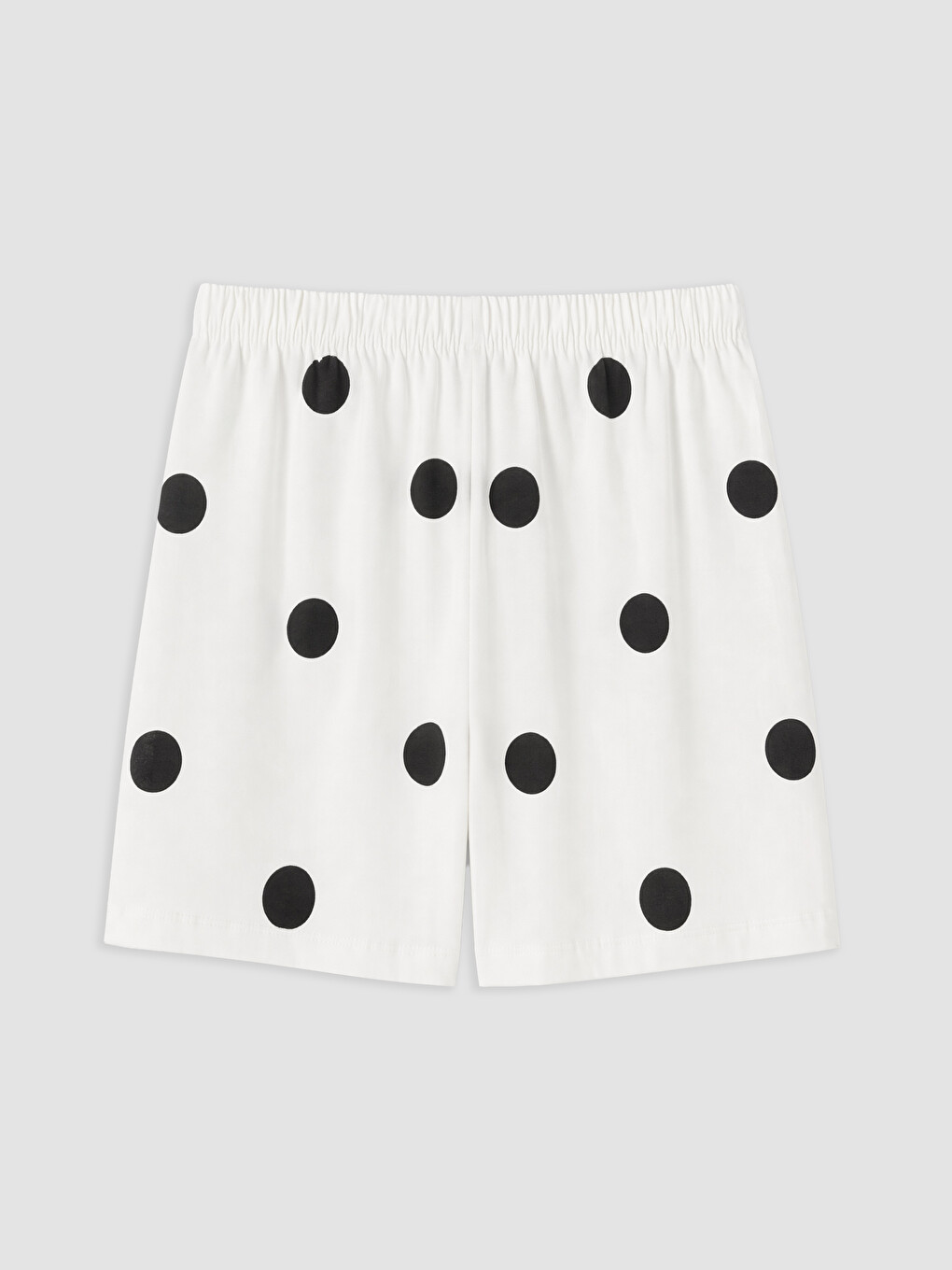 Ekru Puantiyeli Kız Çocuk Şortlu Pijama Takımı-4