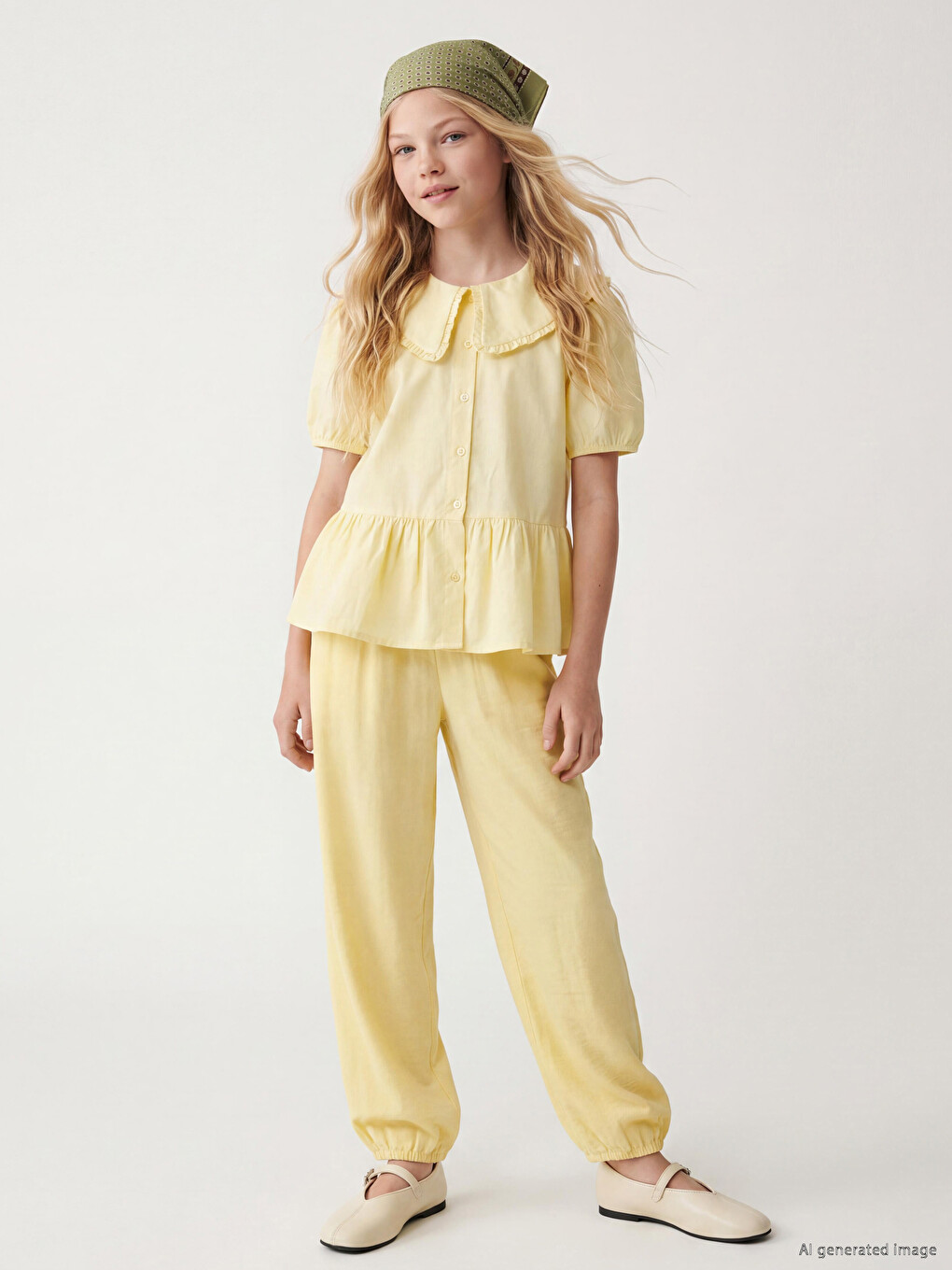 Sarı Kız Çocuk Jogger Pantolon