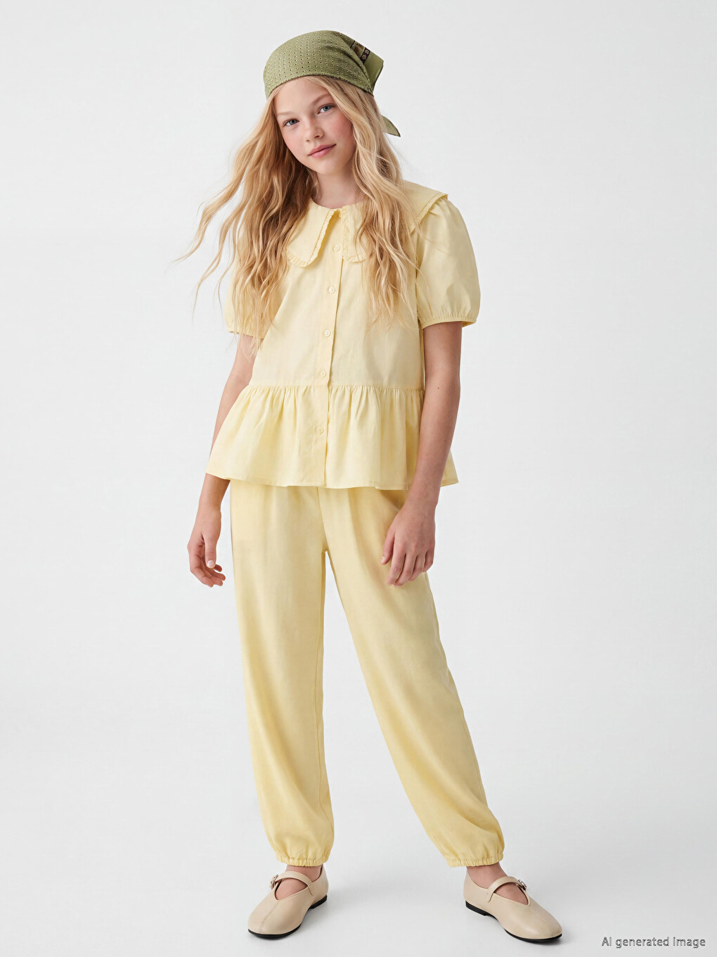 Sarı Kız Çocuk Jogger Pantolon-1