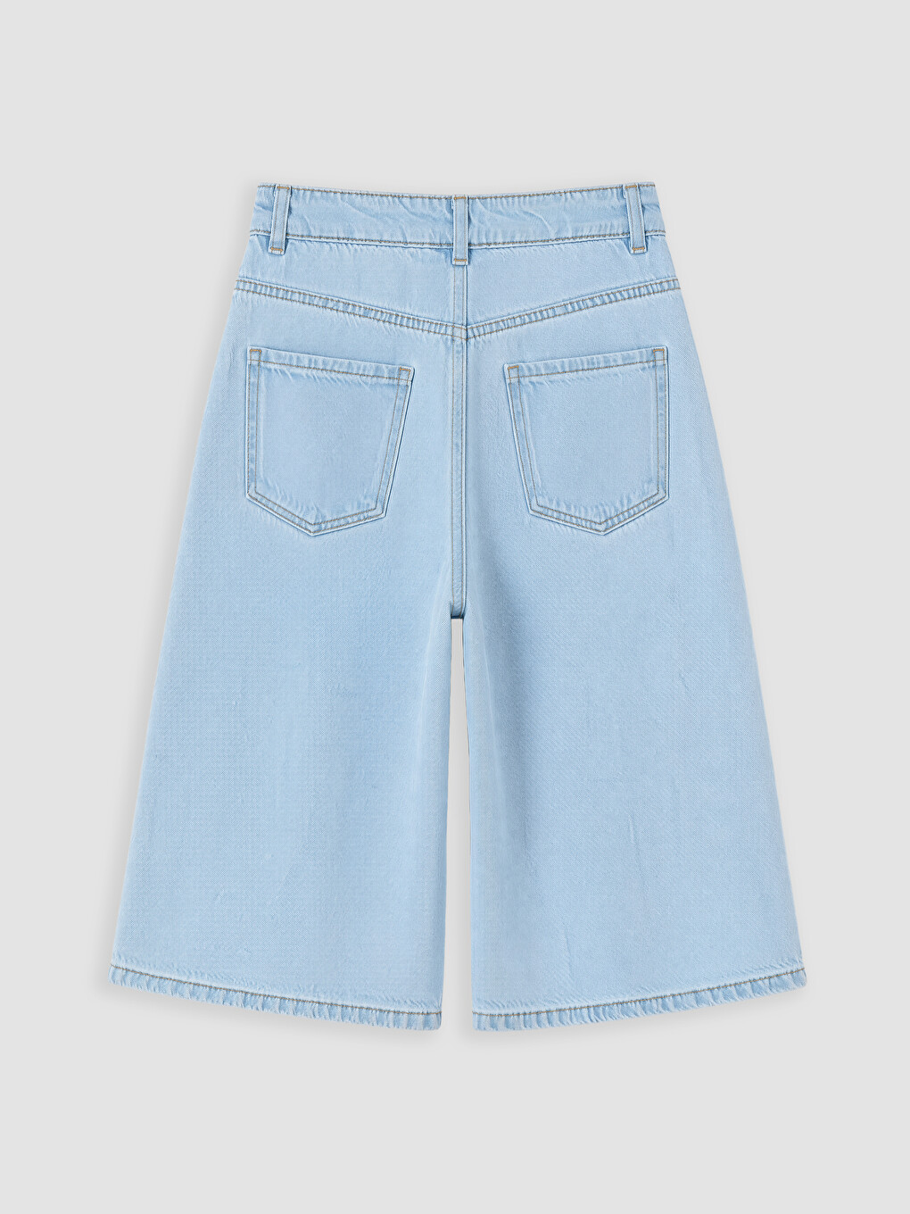 İndigo Nakışlı Kız Çocuk Jean Şortolon-2