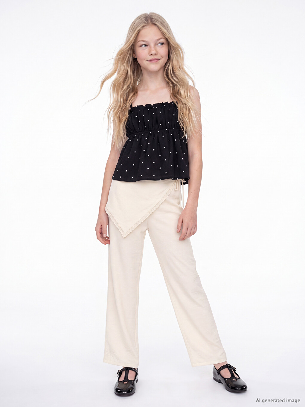 Girls' Scarf Detailed Trousers-3