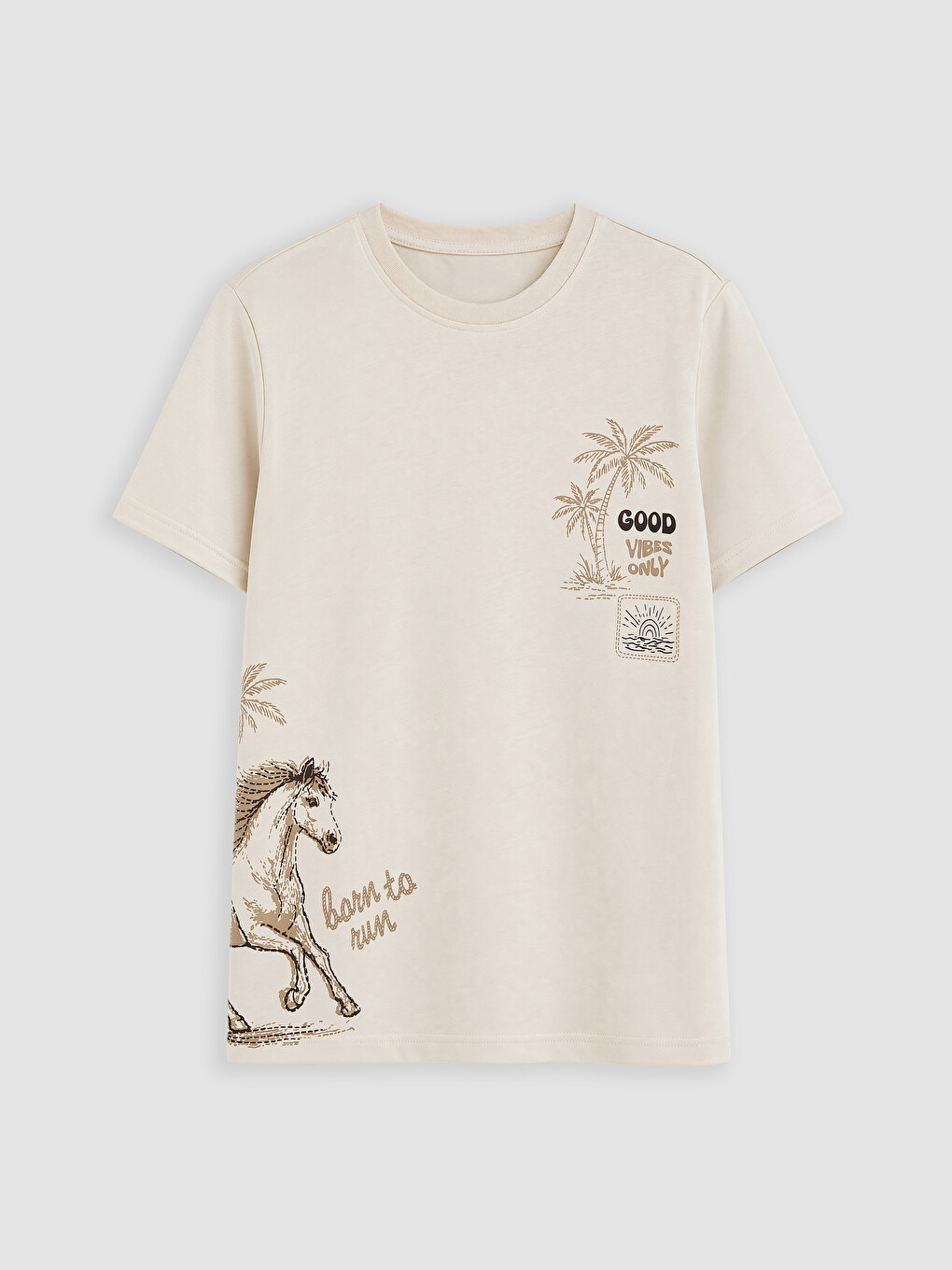 Bej Baskılı Erkek Çocuk Şortlu Pijama Takımı-1