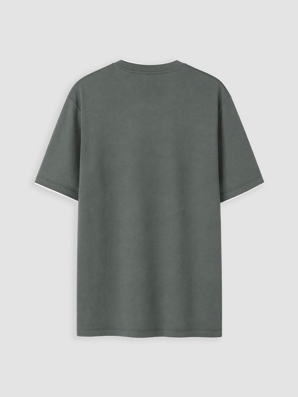 Mashkull Ngjyre Kaki T-shirt-2