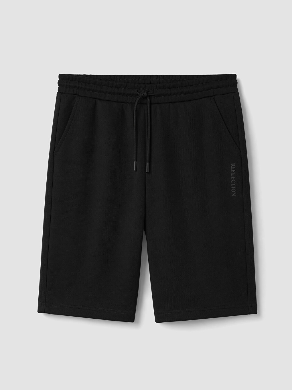 Siyah Regular Fit Beli Lastikli Erkek Şort