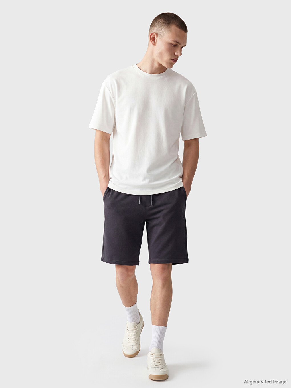 Coupe Régulière Taille Élastiquée Shorts Homme-1