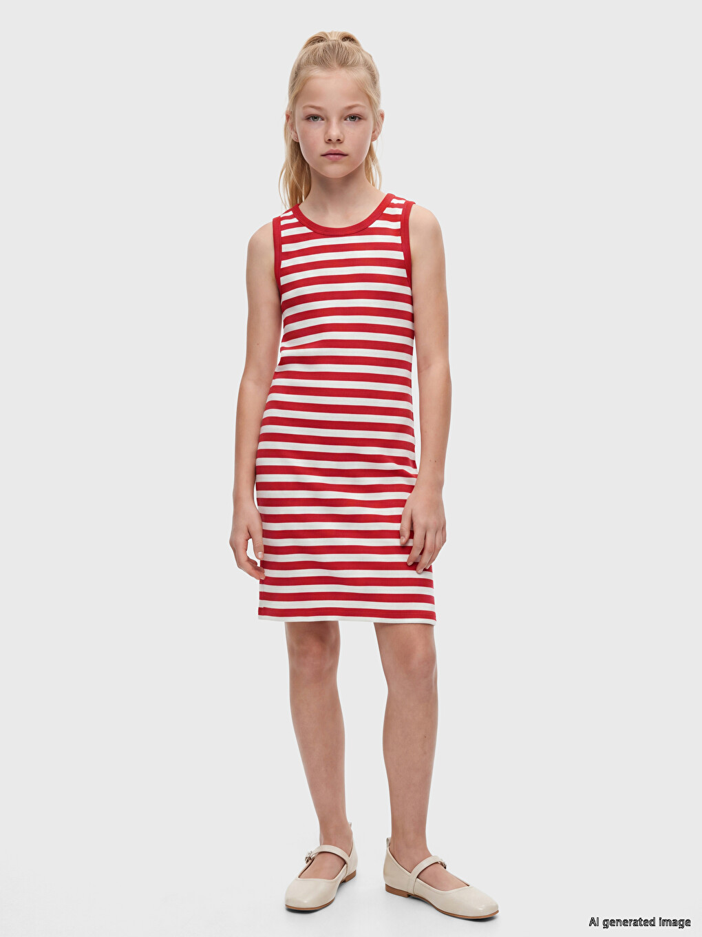 Striped Ribbed Girls' Dress-1