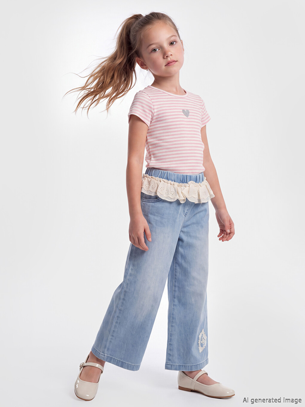 Wideleg Ruffled Girls' Jeans