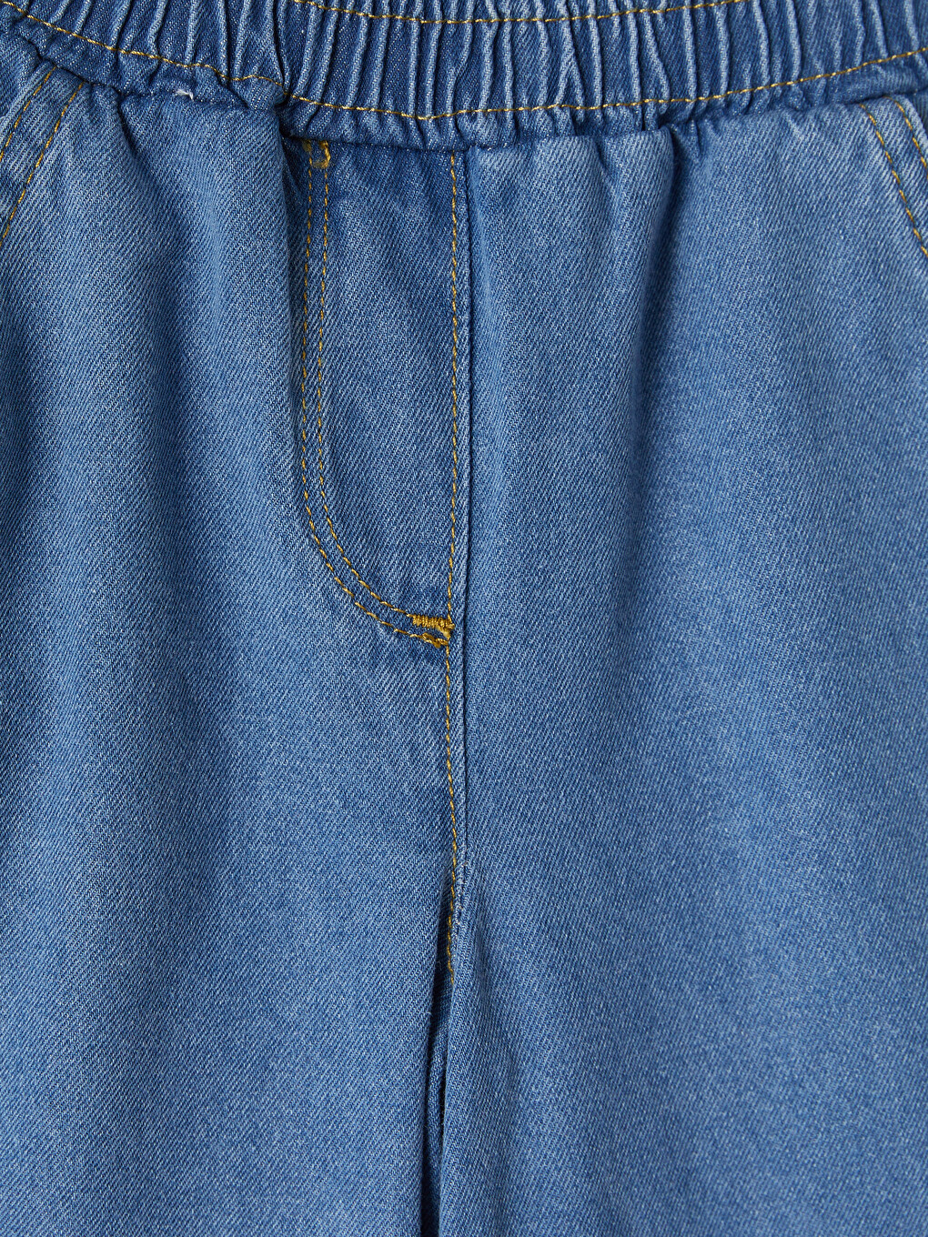 İndigo Dantel Detaylı Kız Çocuk Jean Pantolon-1