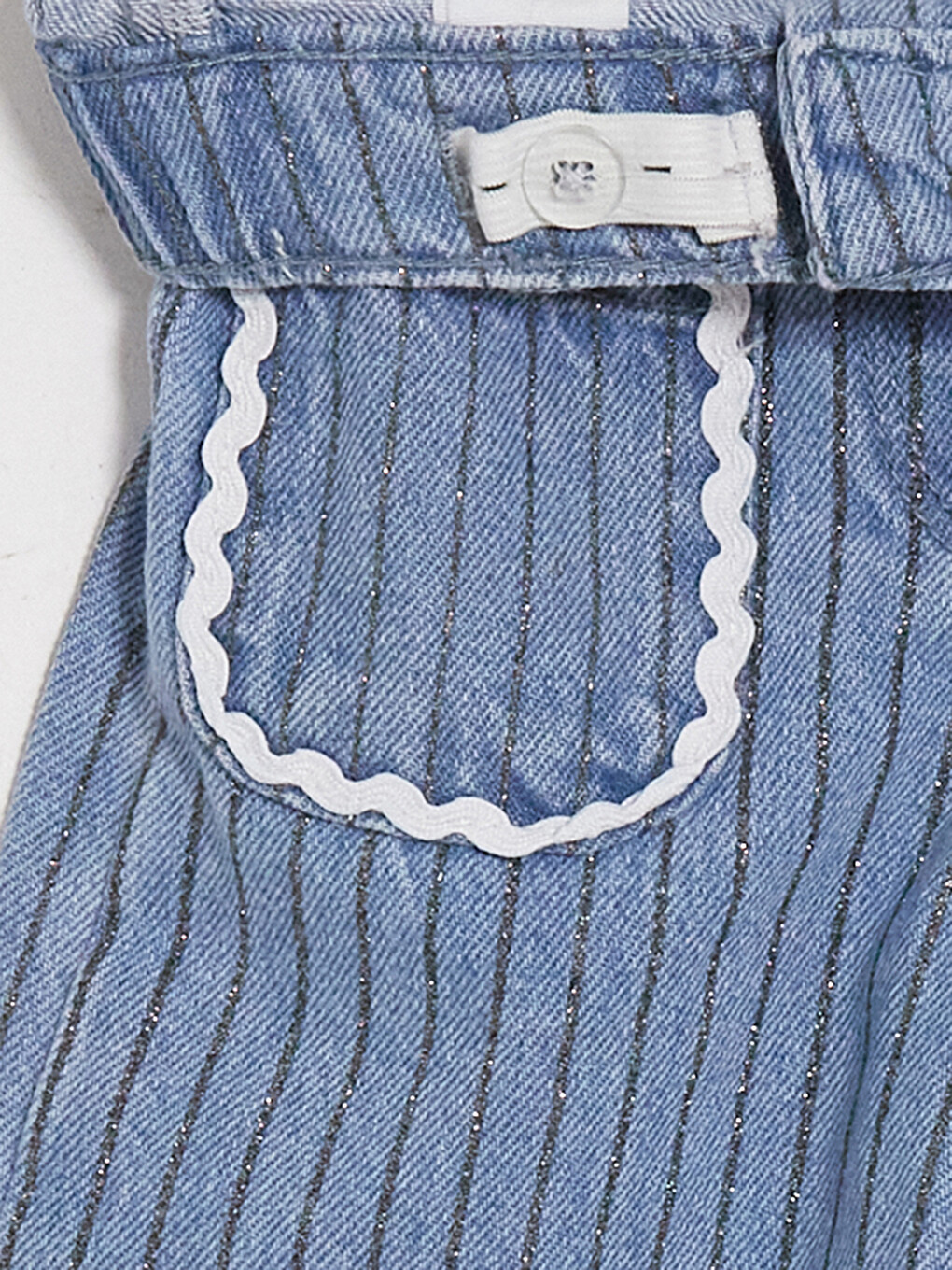 İndigo Wideleg Simli Çizgili Kız Çocuk Jean Pantolon-2