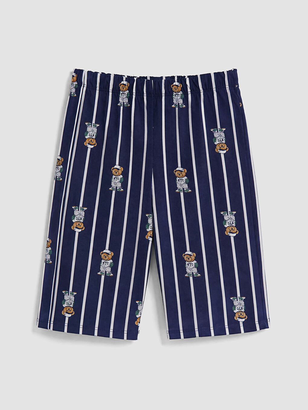 Ekru Bisiklet Yaka Erkek Çocuk Şortlu Pijama Takımı-4