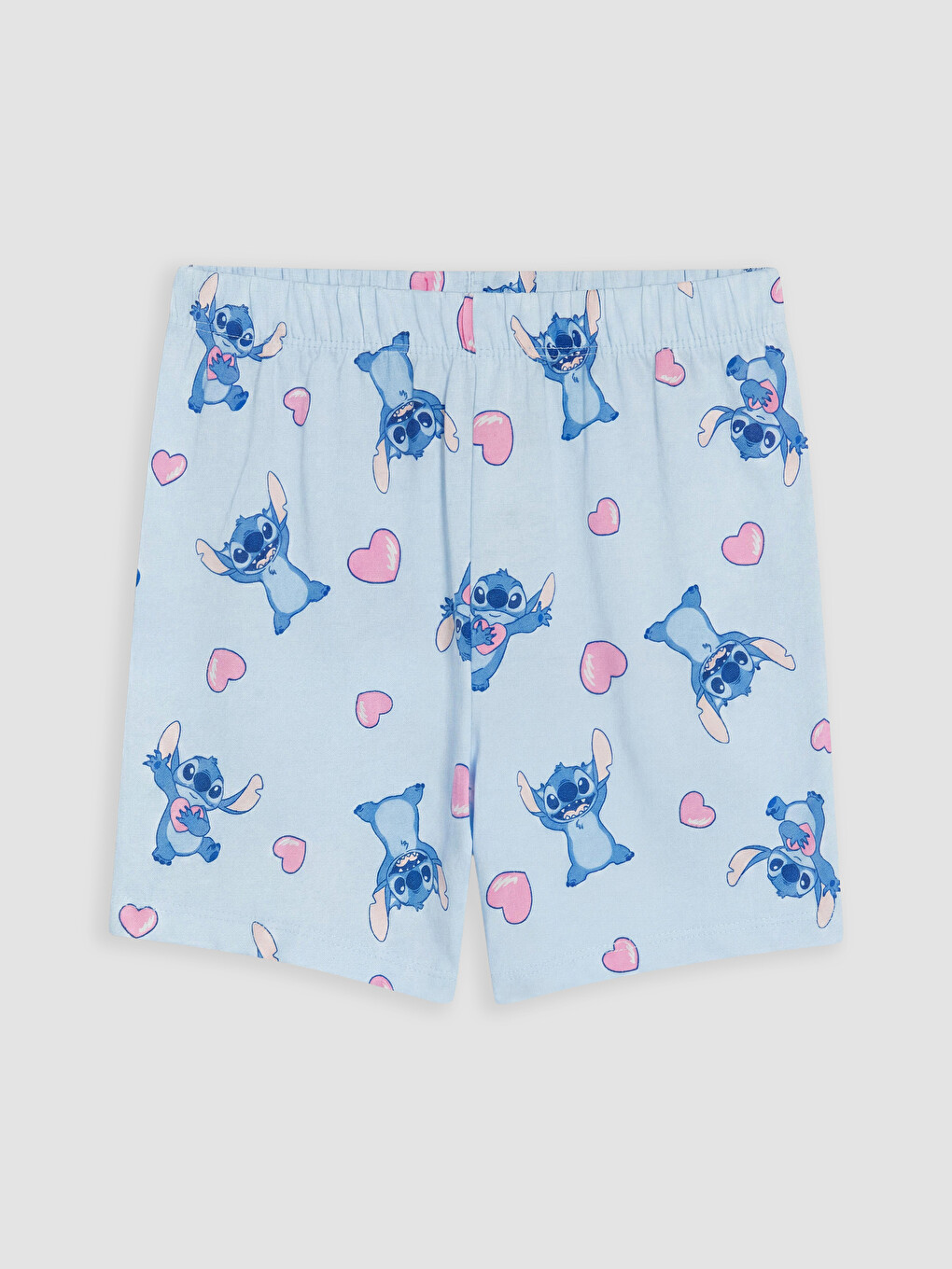 Mavi Stitch Baskılı Kız Çocuk Şortlu Pijama Takımı-4
