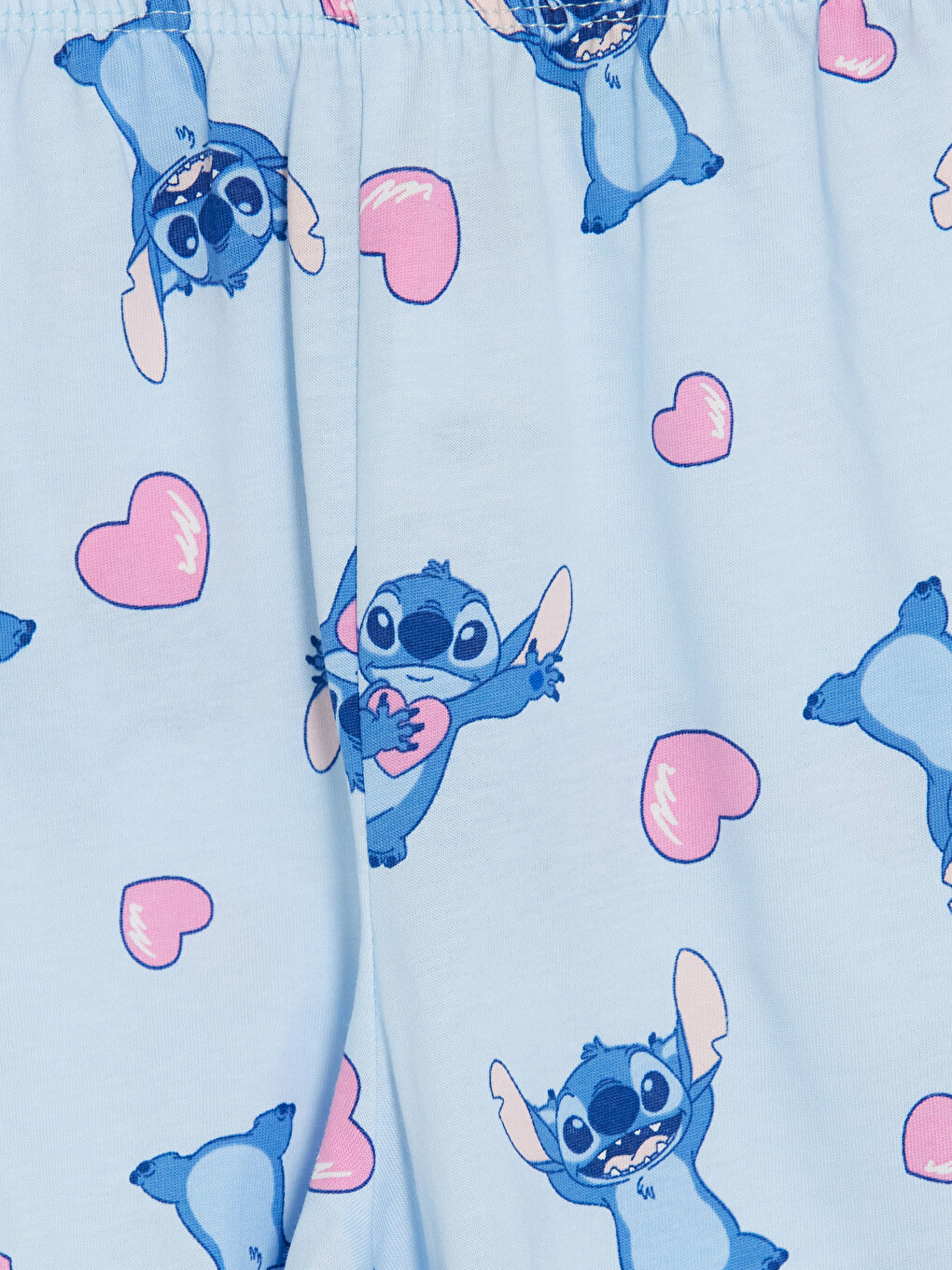 Mavi Stitch Baskılı Kız Çocuk Şortlu Pijama Takımı-5