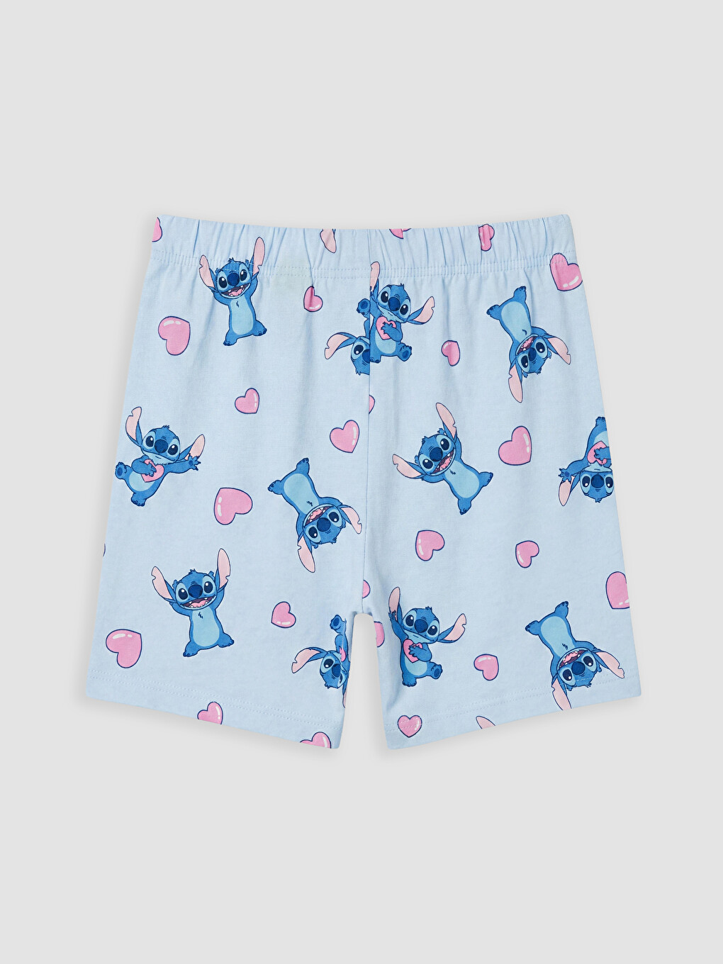 Mavi Stitch Baskılı Kız Çocuk Şortlu Pijama Takımı-6