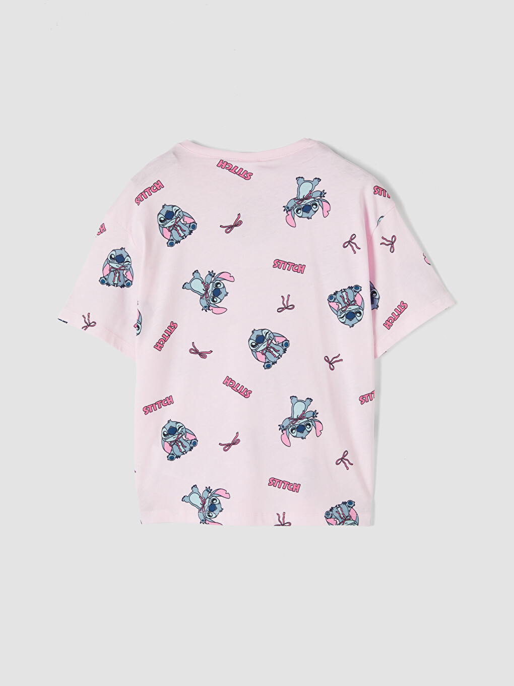 Pembe Stitch Baskılı Kız Çocuk Şortlu Pijama Takımı-2