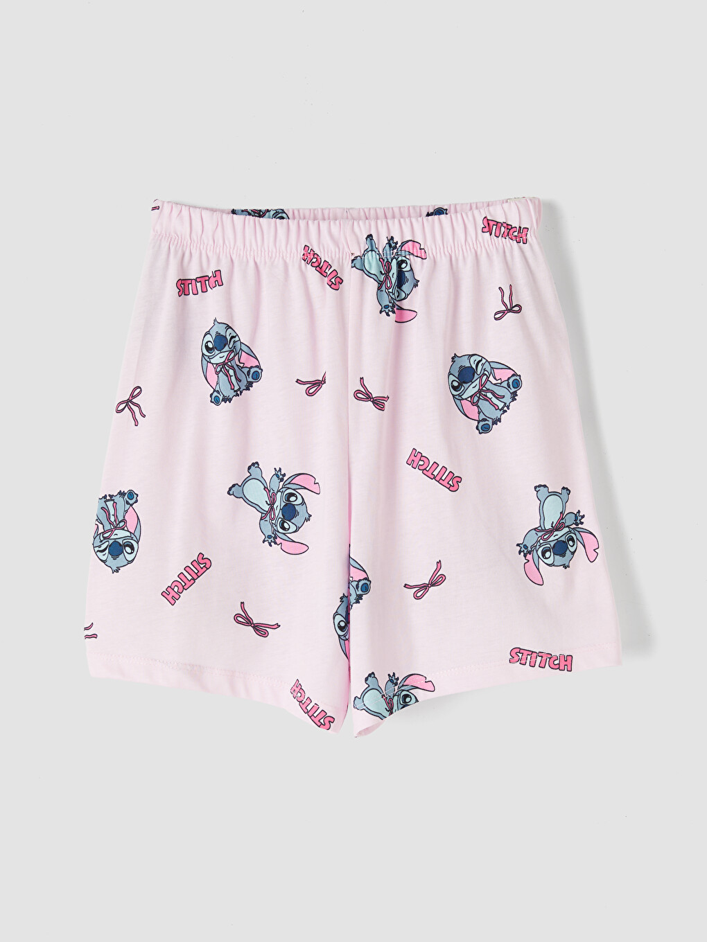 Pembe Stitch Baskılı Kız Çocuk Şortlu Pijama Takımı-3