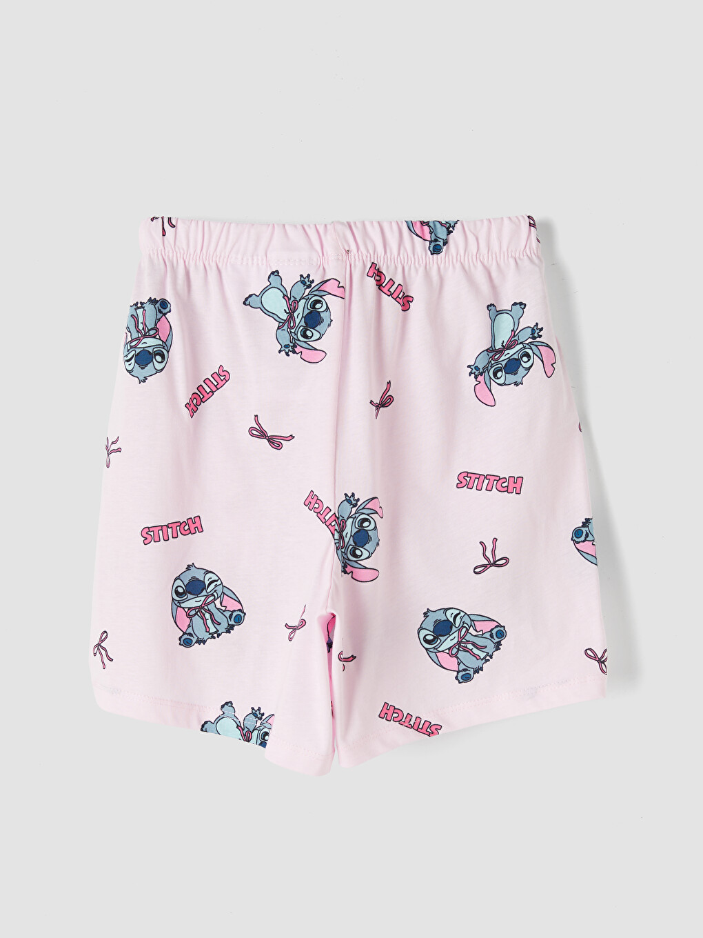 Pembe Stitch Baskılı Kız Çocuk Şortlu Pijama Takımı-4