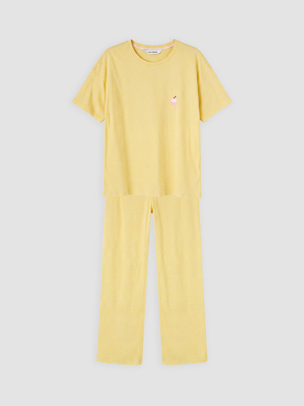 Sarı Puantiyeli Kadın Pijama Takım-4