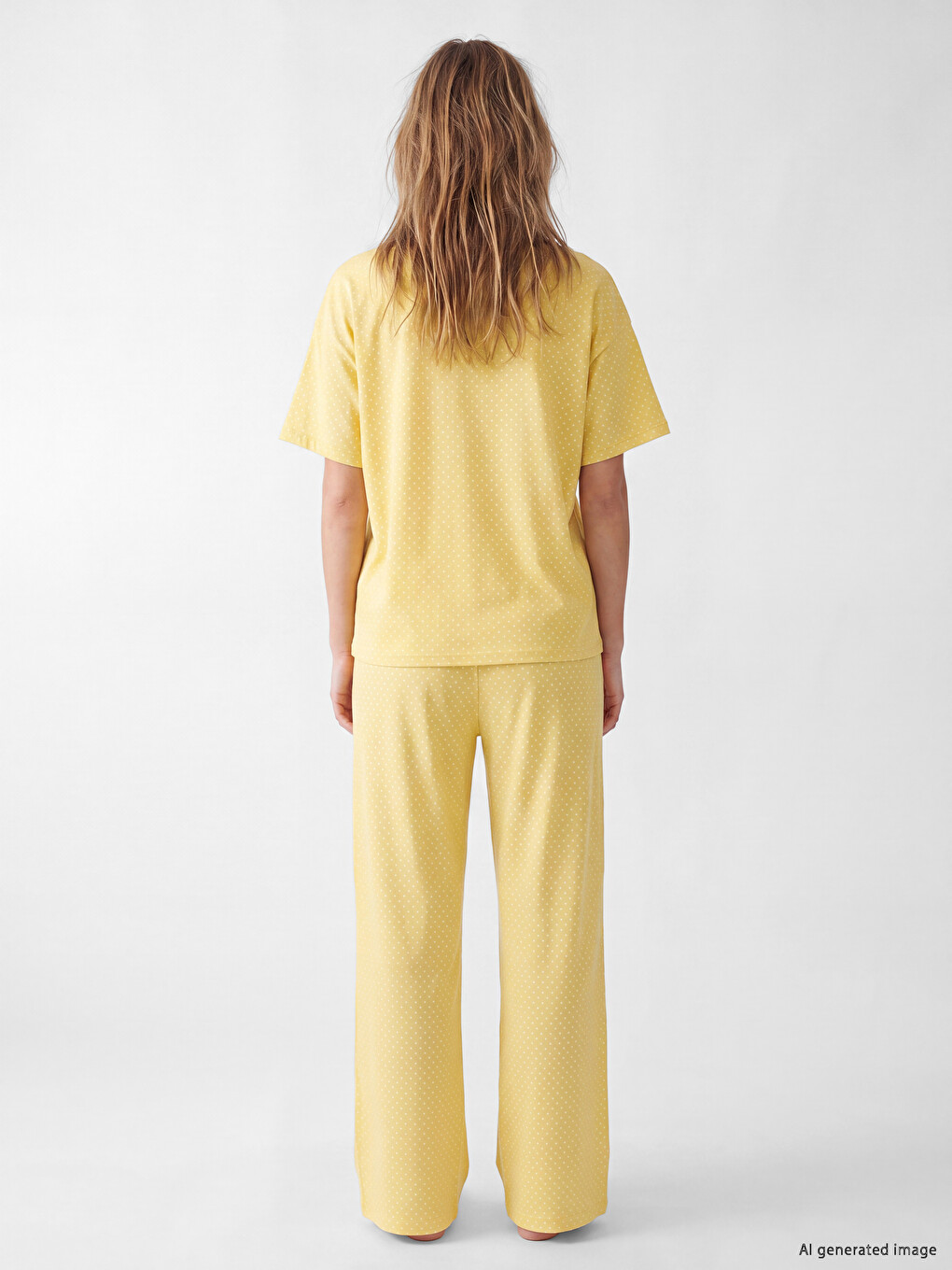 Sarı Puantiyeli Kadın Pijama Takım-3