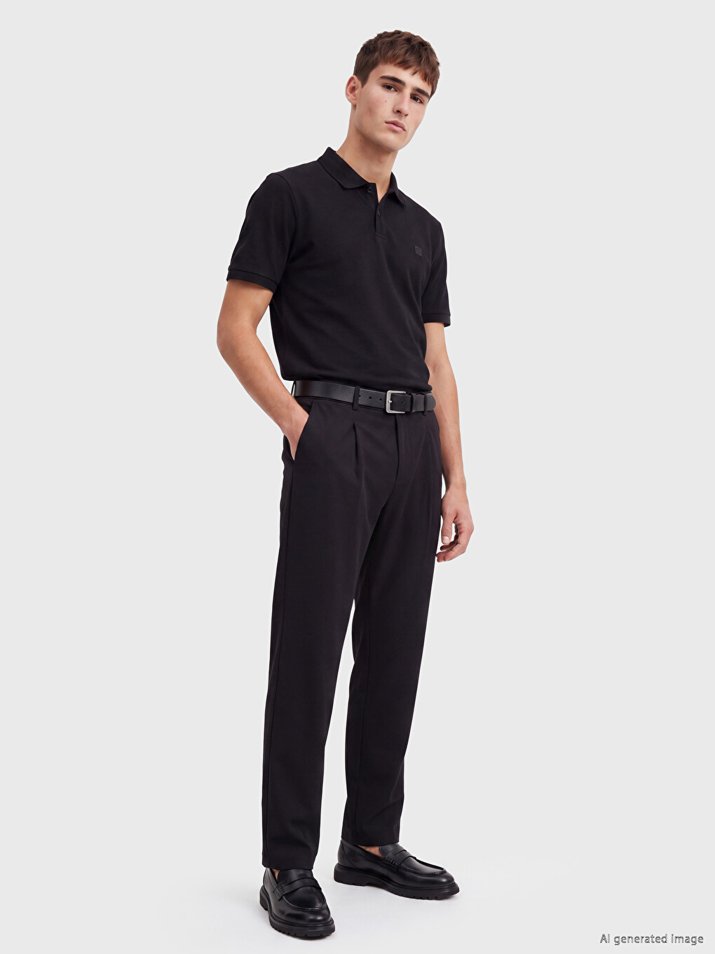 Siyah Polo Yaka Pike Erkek Tişört
