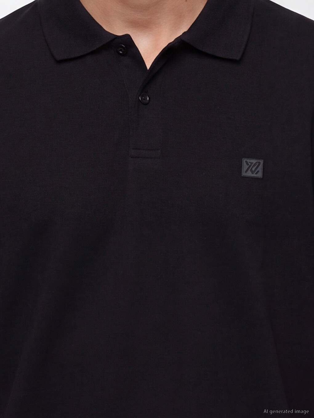 Siyah Polo Yaka Pike Erkek Tişört-2