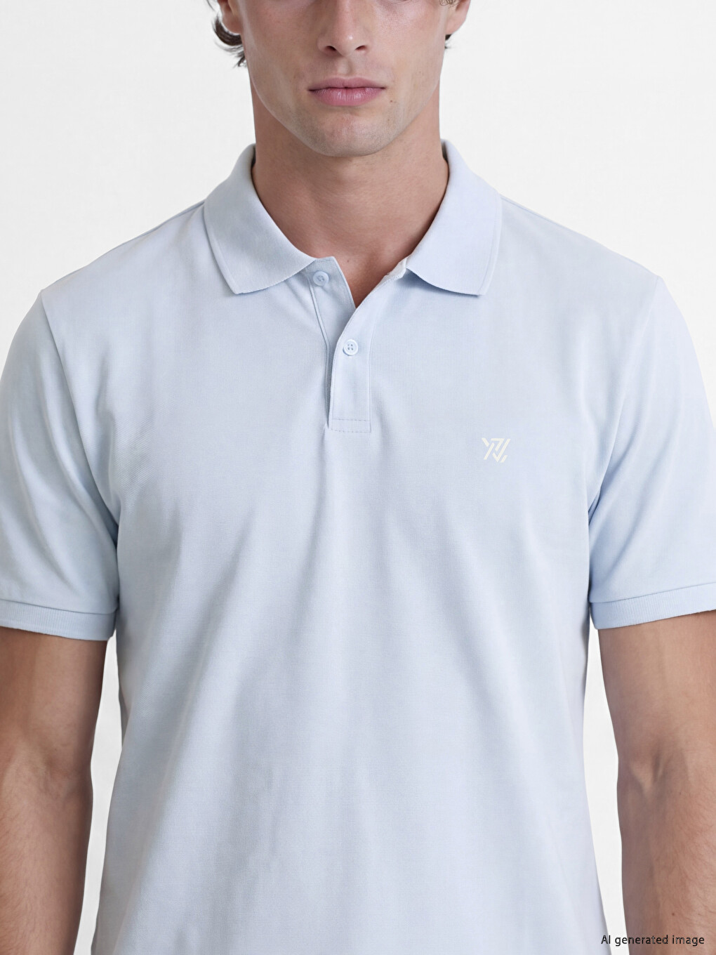 Mavi Polo Yaka Pike Erkek Tişört-2