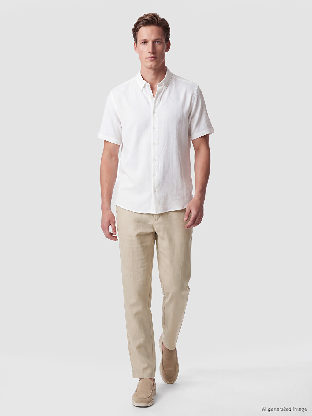 Bej Regular Fit Erkek Dokulu Pantolon