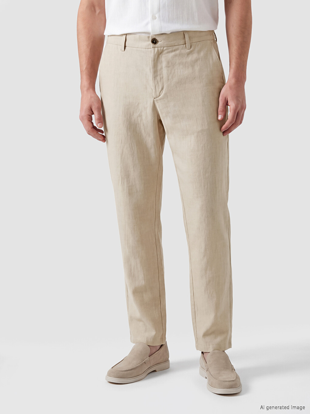 Bej Regular Fit Erkek Dokulu Pantolon-1
