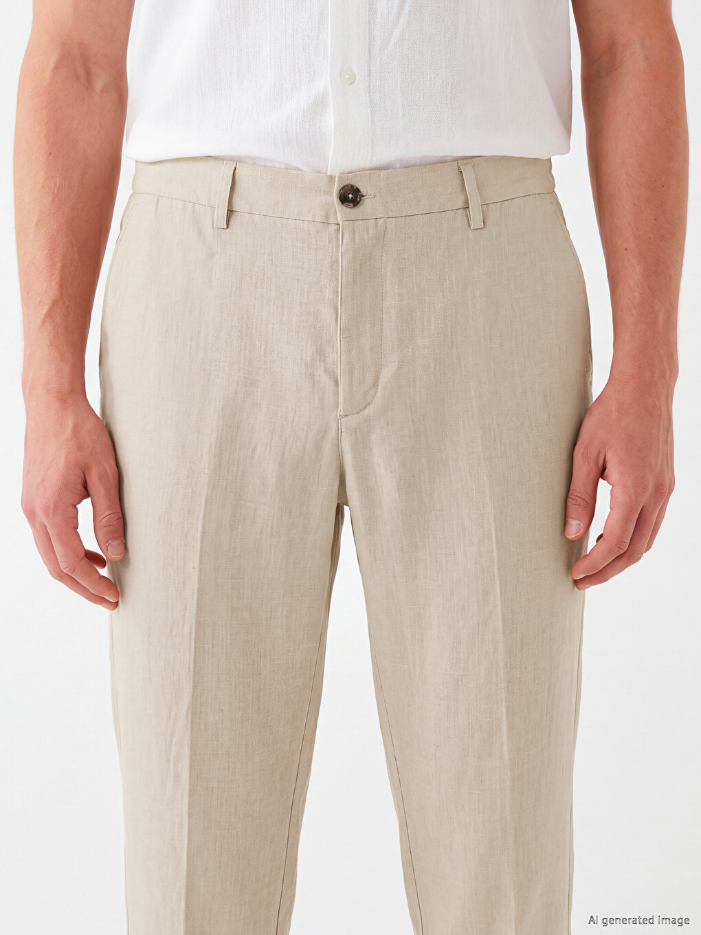 Bej Regular Fit Erkek Dokulu Pantolon-2