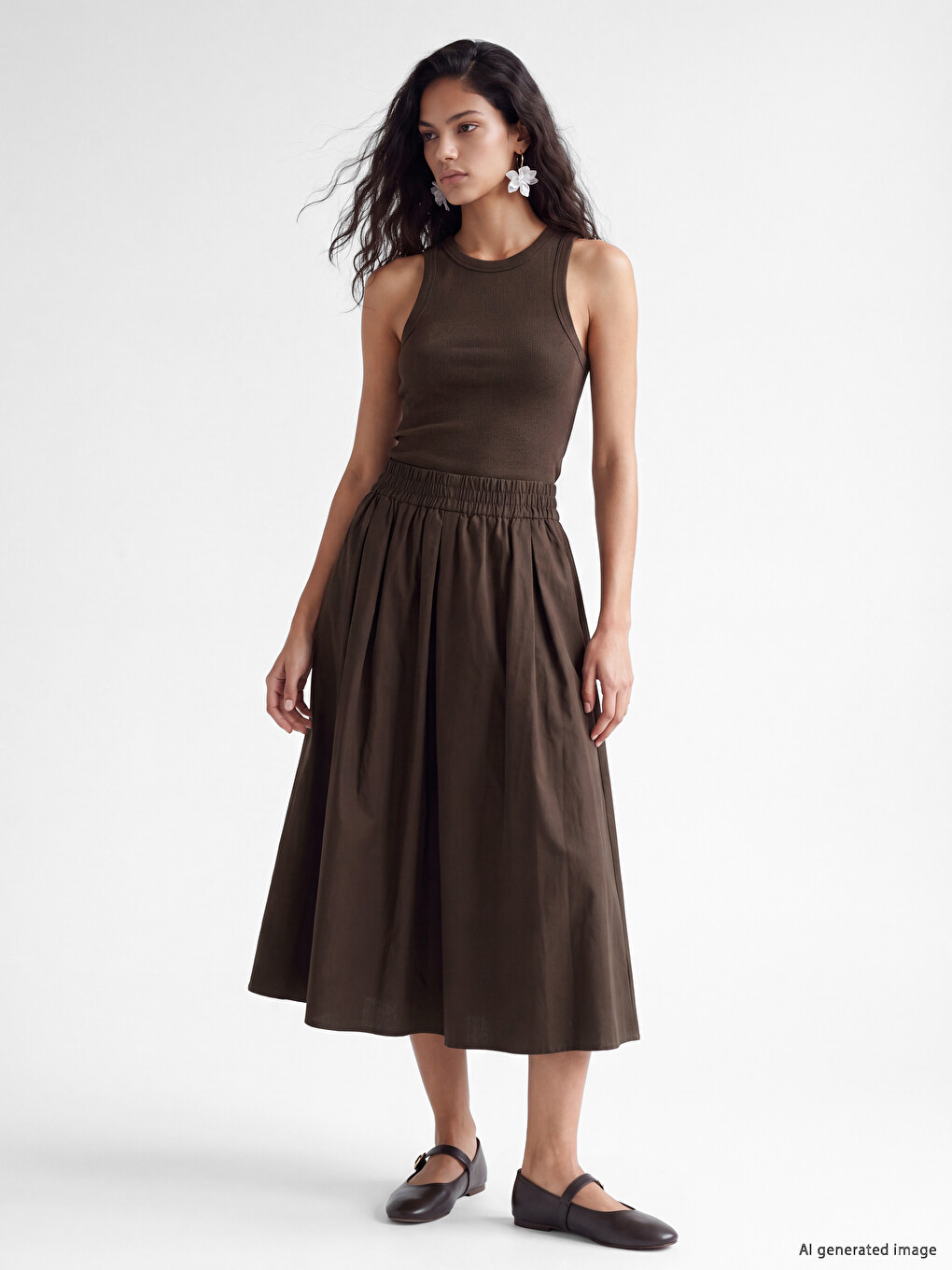 Rundhals Damen Geripptes Tanktop-1