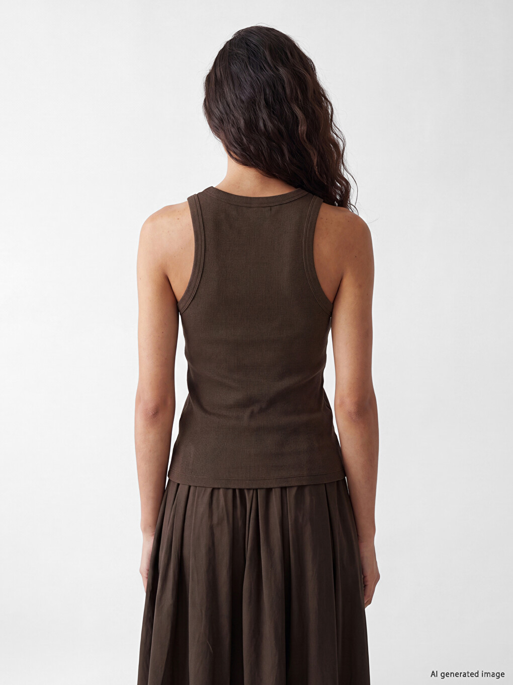 Rundhals Damen Geripptes Tanktop-3