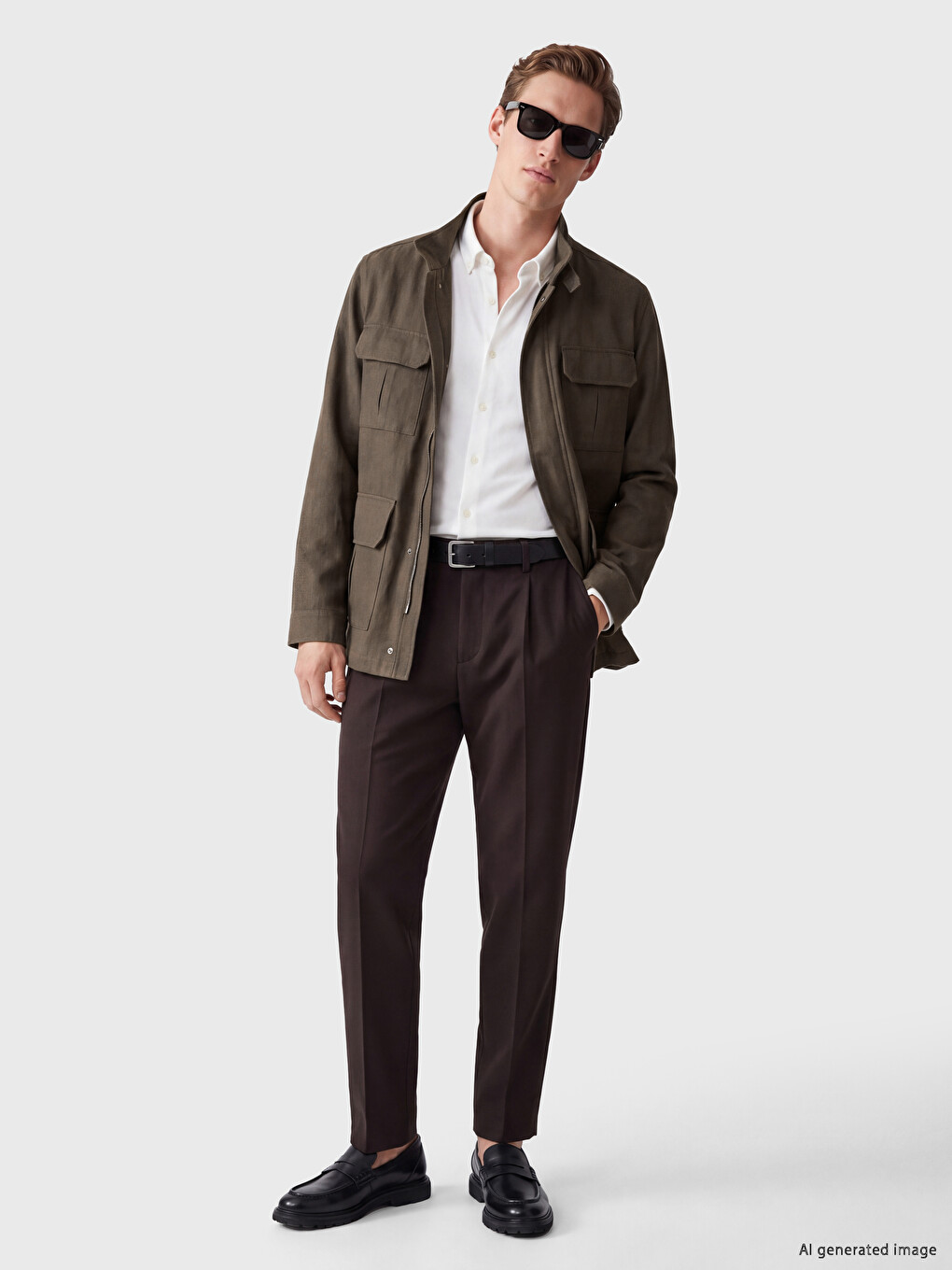 Haki Regular Fit Dik Yaka Erkek Ceket-1