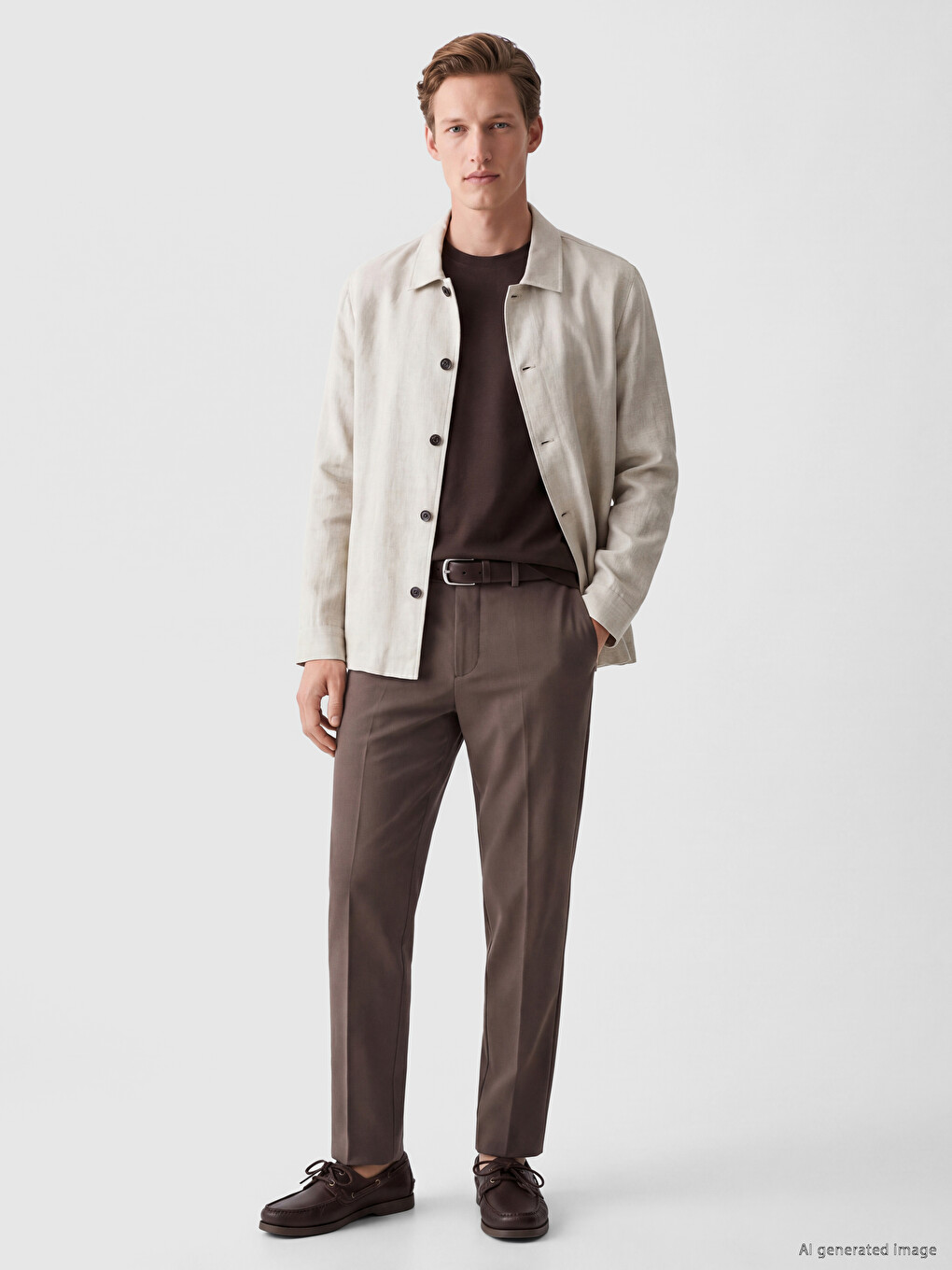 Bej Regular Fit %100 Keten Erkek Blazer Ceket-1