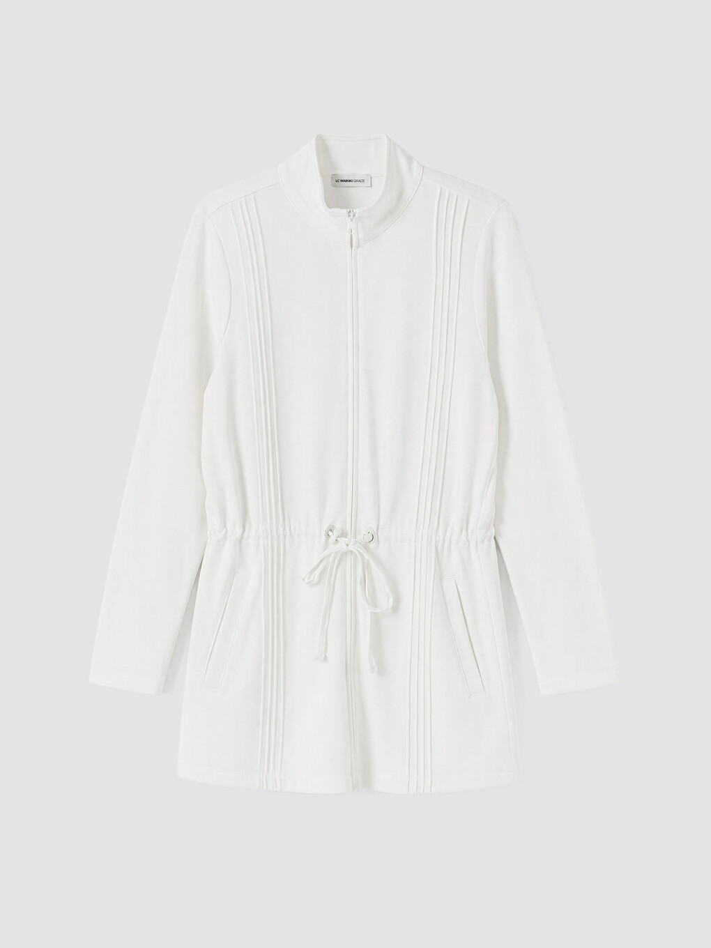 Woman Ecru Zip-up Sweatshirt-4