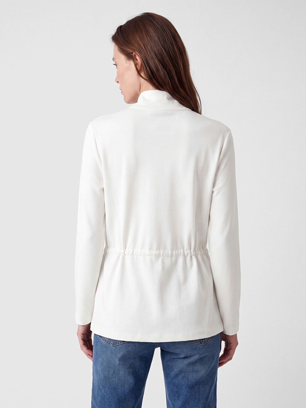 Woman Ecru Zip-up Sweatshirt-3