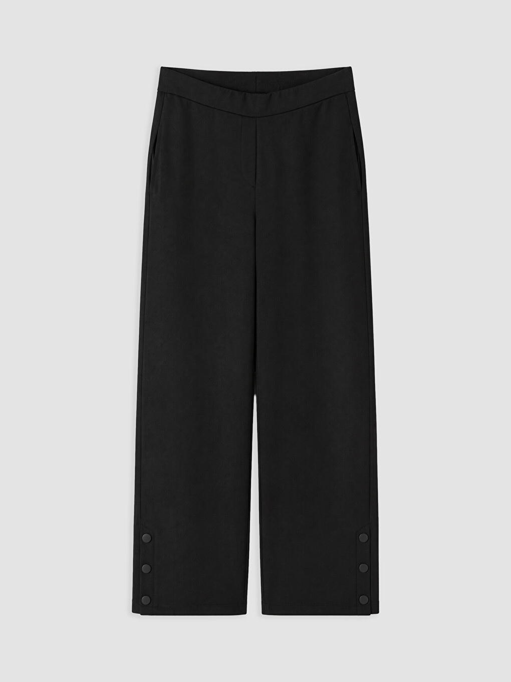 Siyah Beli Lastikli Geniş Paça Kadın Pantolon