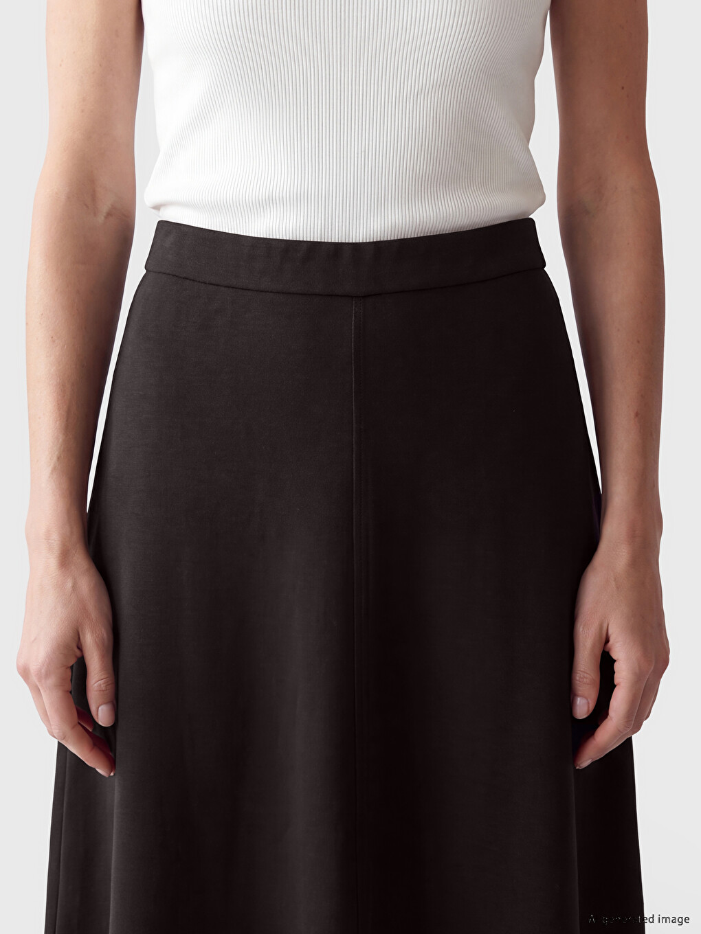 Jupe Évasée Texturée En Modal À Taille Élastiquée-2