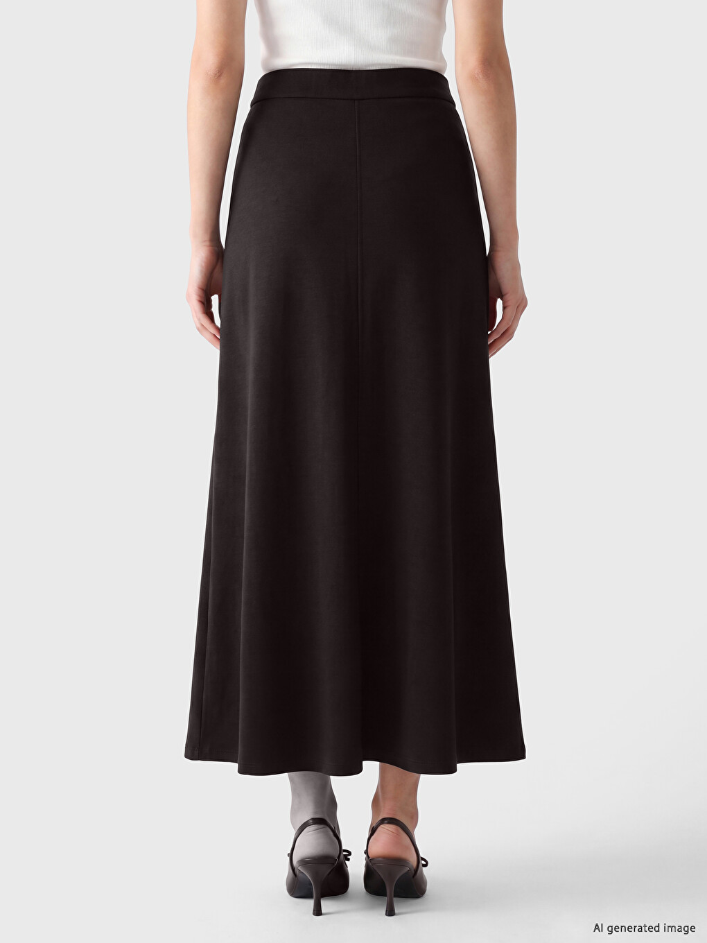 Jupe Évasée Texturée En Modal À Taille Élastiquée-3