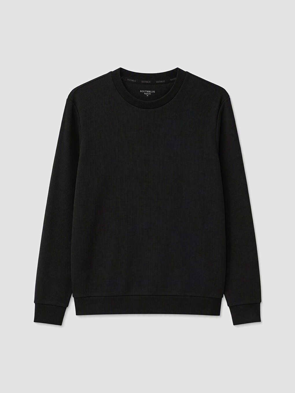 Siyah Bisiklet Yaka Erkek Sweatshirt
