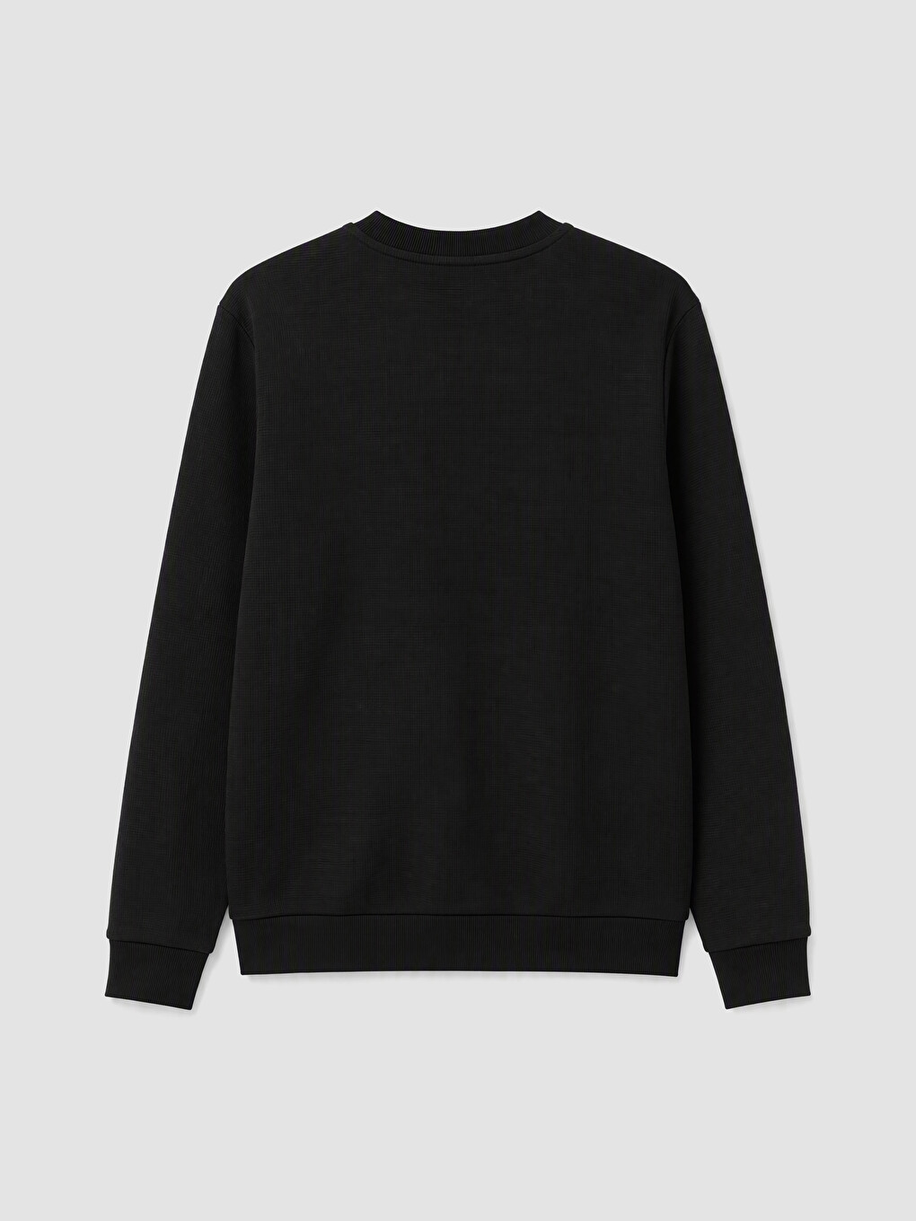 Siyah Bisiklet Yaka Erkek Sweatshirt-2
