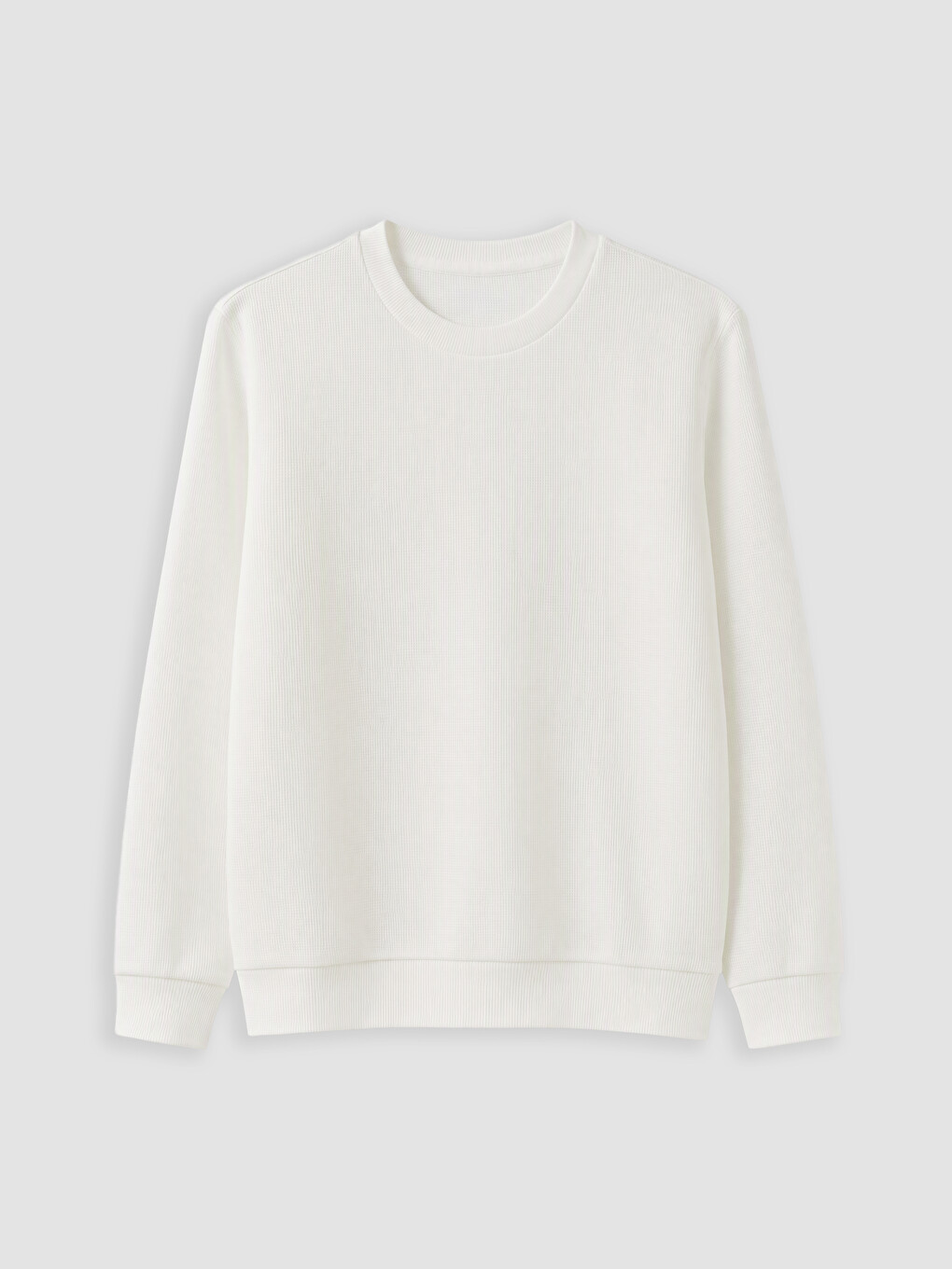 Beyaz Bisiklet Yaka Erkek Sweatshirt-4