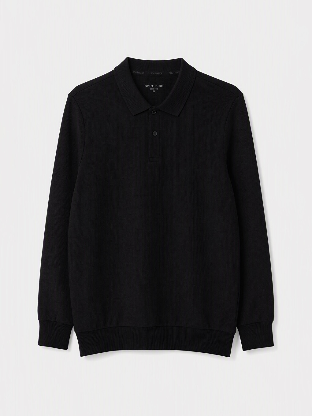 Siyah Polo Yaka Erkek Sweatshirt