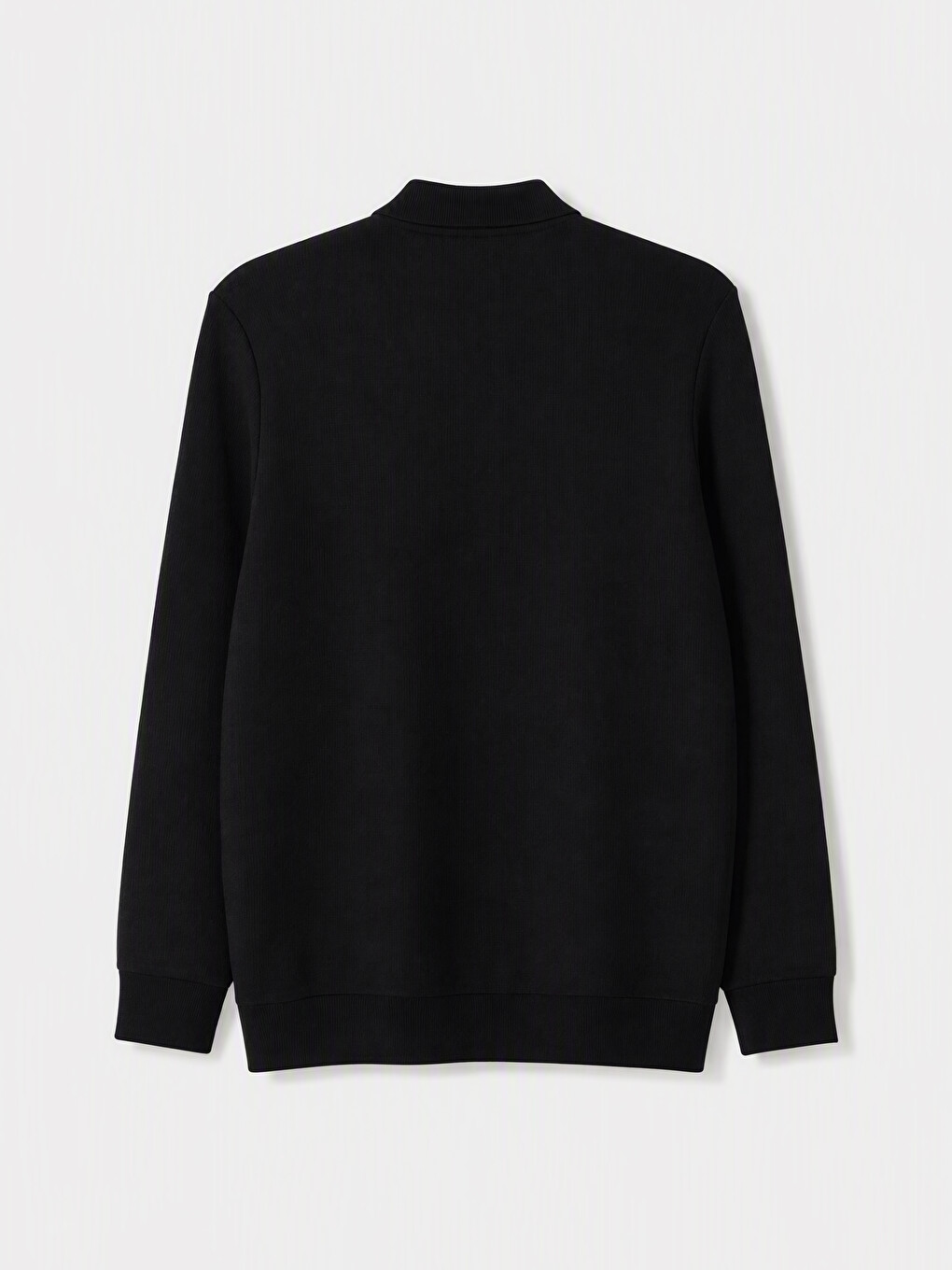 Siyah Polo Yaka Erkek Sweatshirt-1