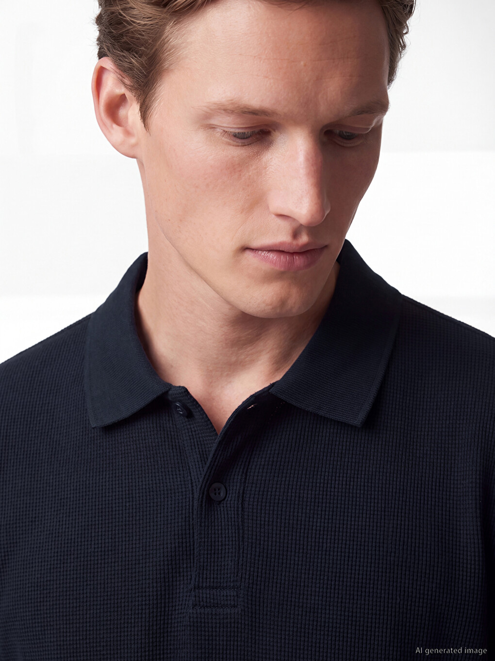 Lacivert Polo Yaka Erkek Sweatshirt-2