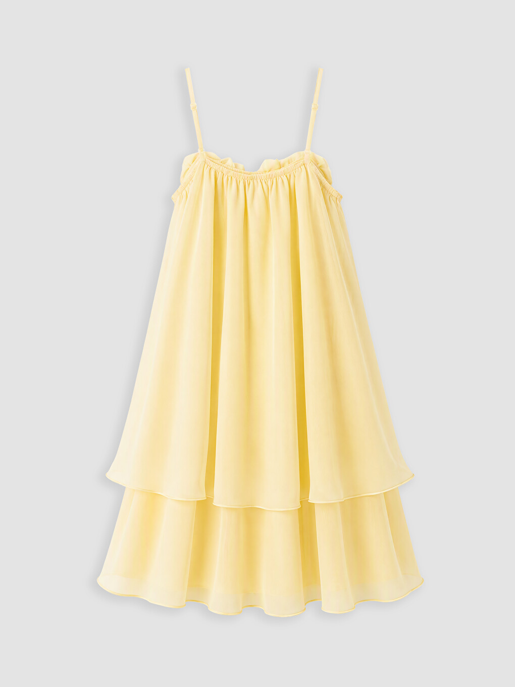 Strappy Flower Detailed Girls' Chiffon Dress-2