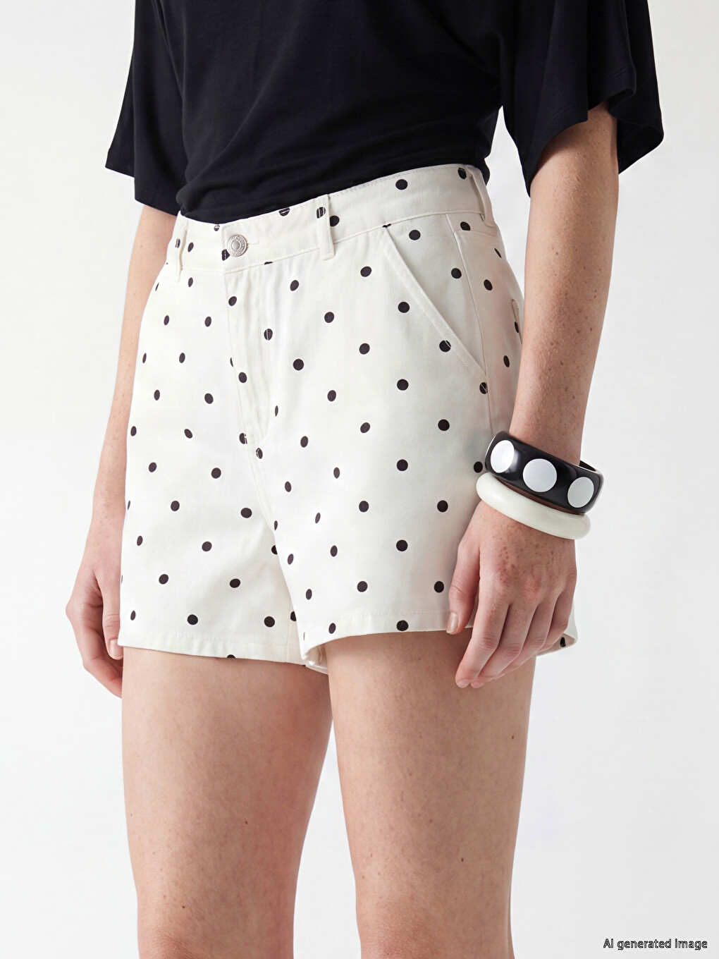 Bermuda Fit Polka Dot Women's Denim Shorts-2