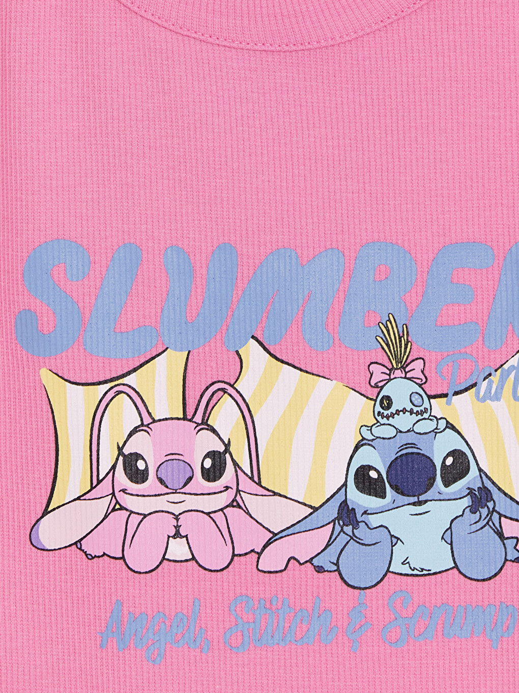 Pembe Stitch Ve Angel Baskılı Kız Çocuk Elbise-2