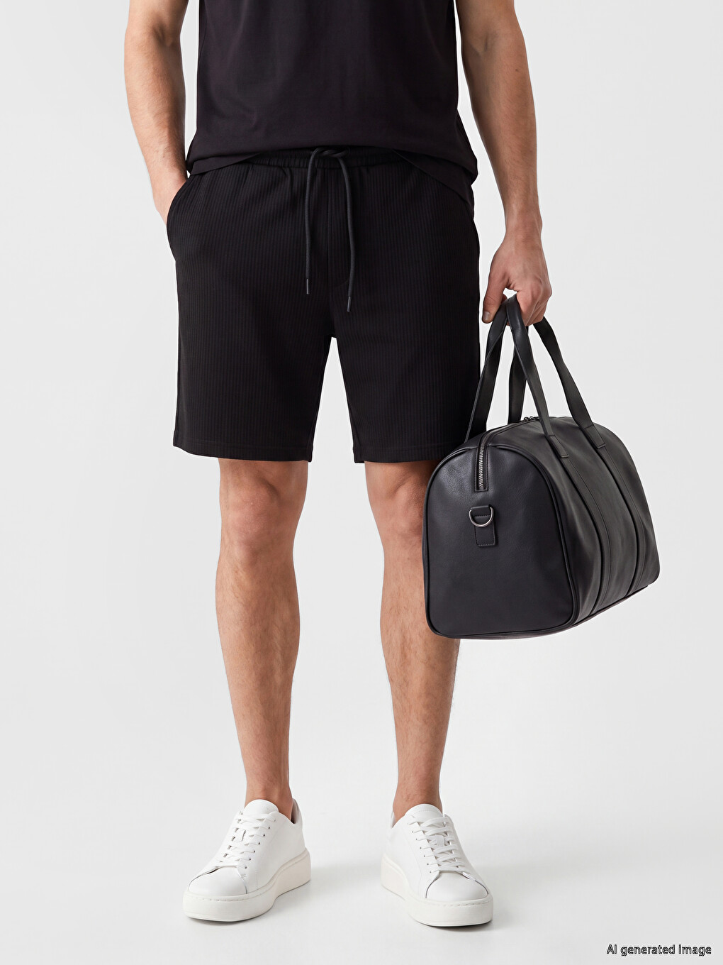 Siyah Regular Fit Erkek Şort