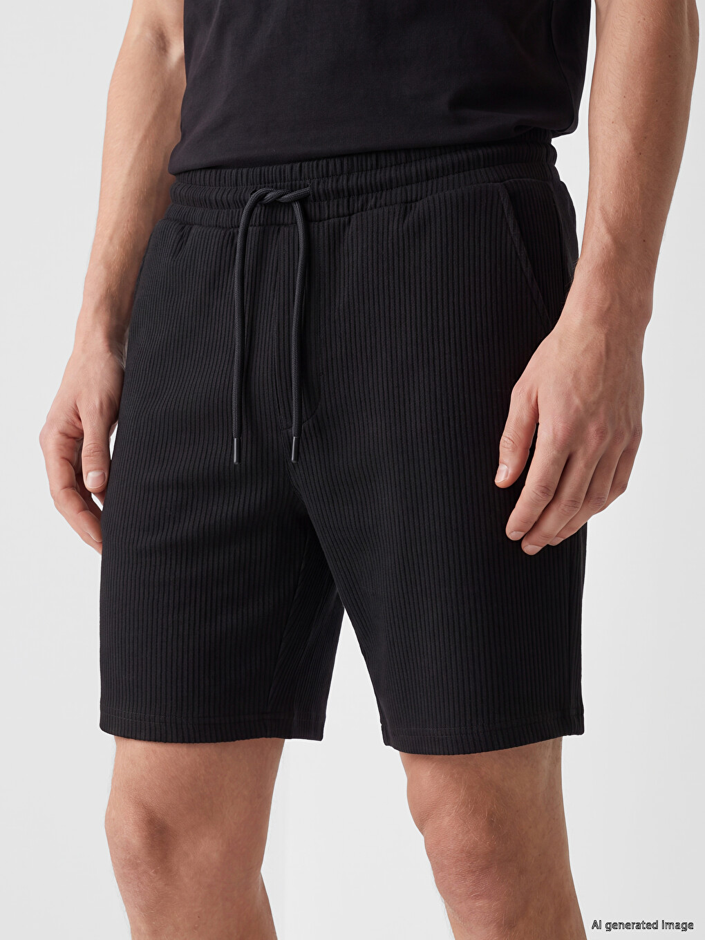 Siyah Regular Fit Erkek Şort-2