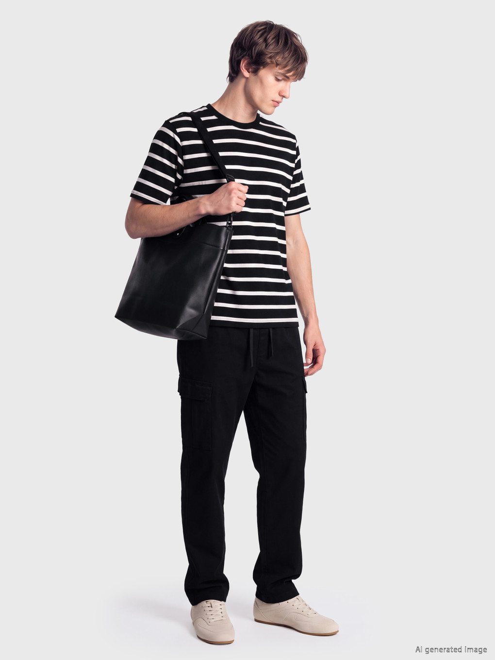 Crew Neck Striped Jersey Men's T-shirt-1